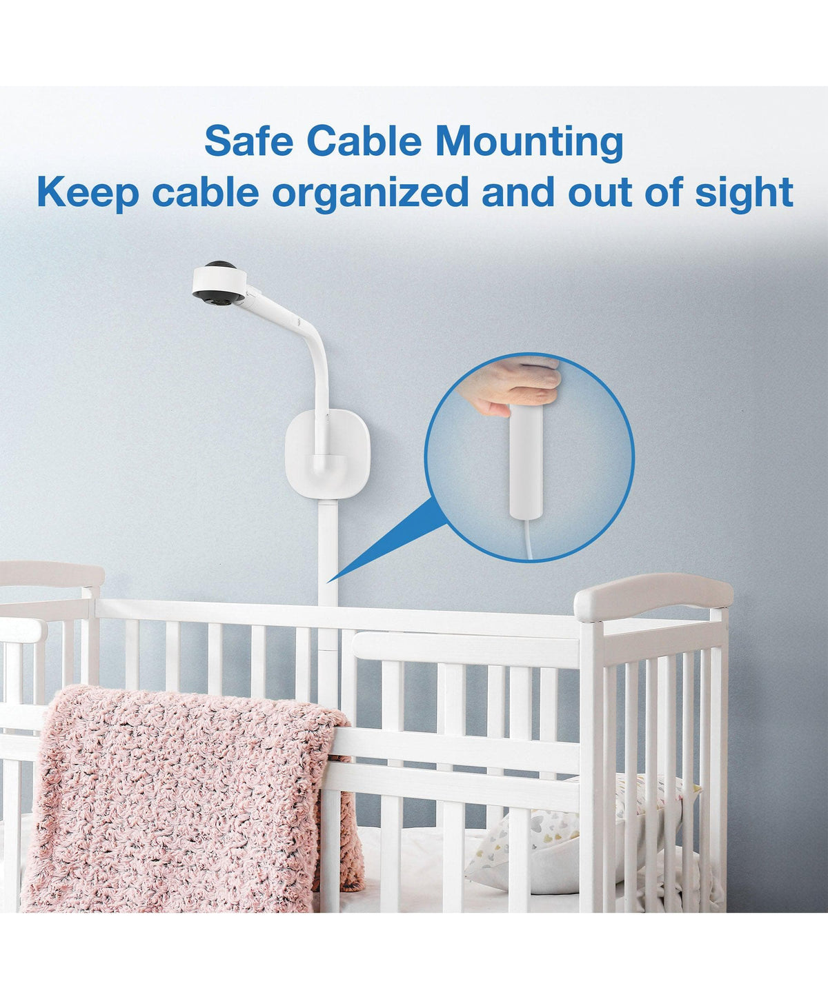 VTech RM7787HD 7inch Over-The-Cot Smart Monitor & VTech ClearView Universal O-T-C Camera Floor Stand - White