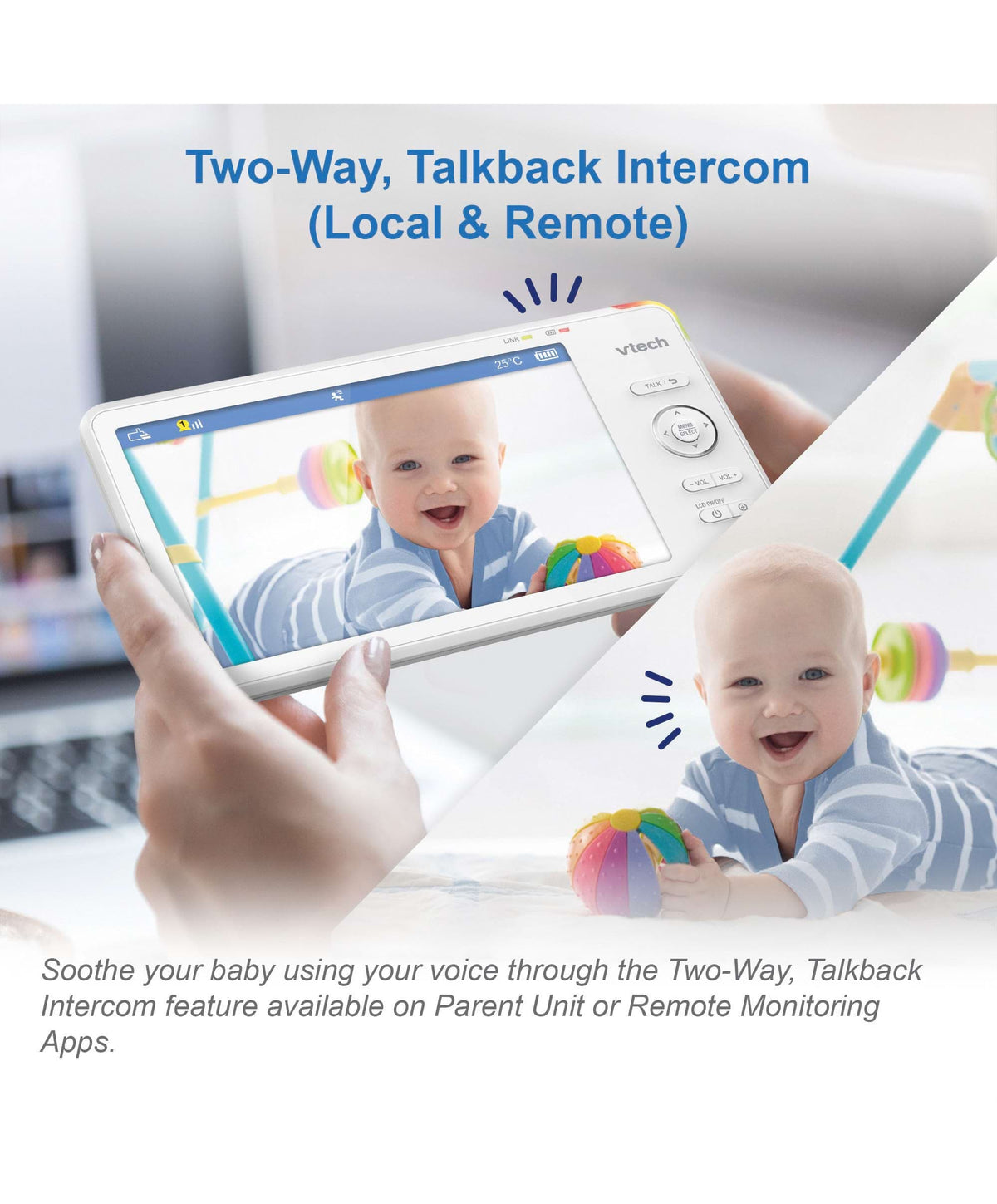 VTech RM7766HD 7inch Smart Pan & Tilt Baby Monitor & Camera Floorstand - White