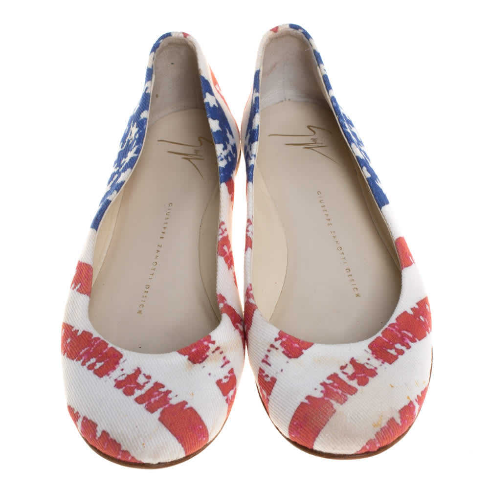 Giuseppe Zanotti White Fabric Ballet Flats Size 36