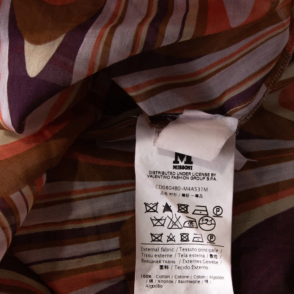 M Missoni Multicolor Printed Cotton Ruched Neckline Blouse M