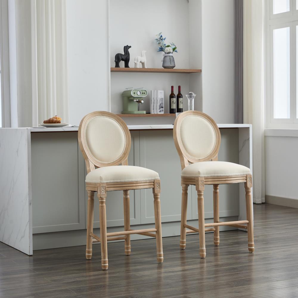 Classic Wooden Bar Chairs with Cushioned Seats
