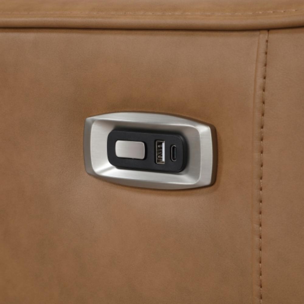 Electric Reclining Two-Seat Sofa with Smooth Faux Leather Upholstery and USB Ports