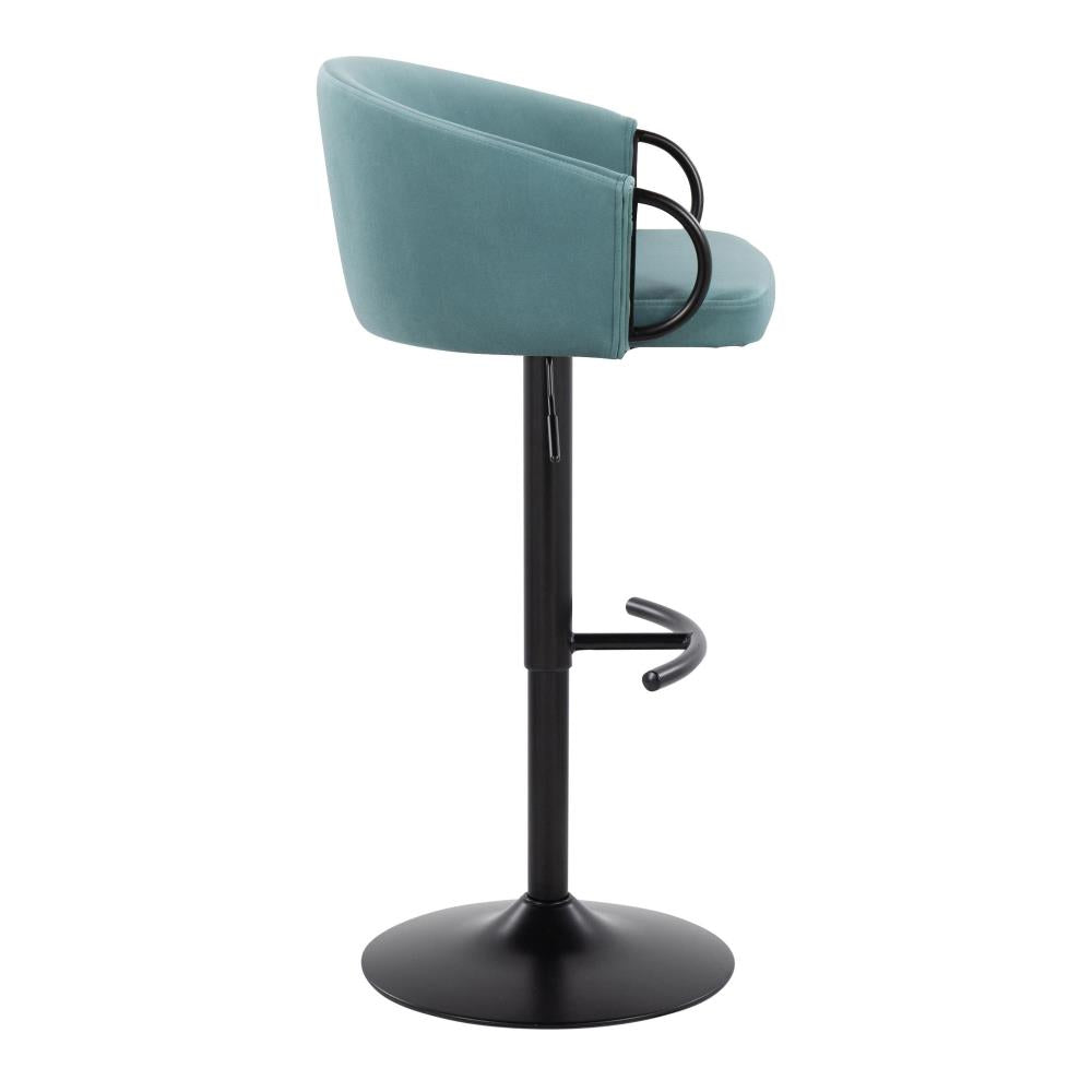 Contemporary Adjustable Velvet Barstools Set of 2