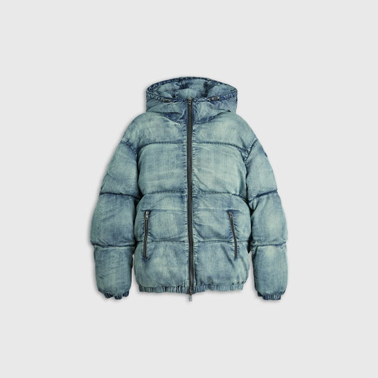 Puffer jacket in stretch denim