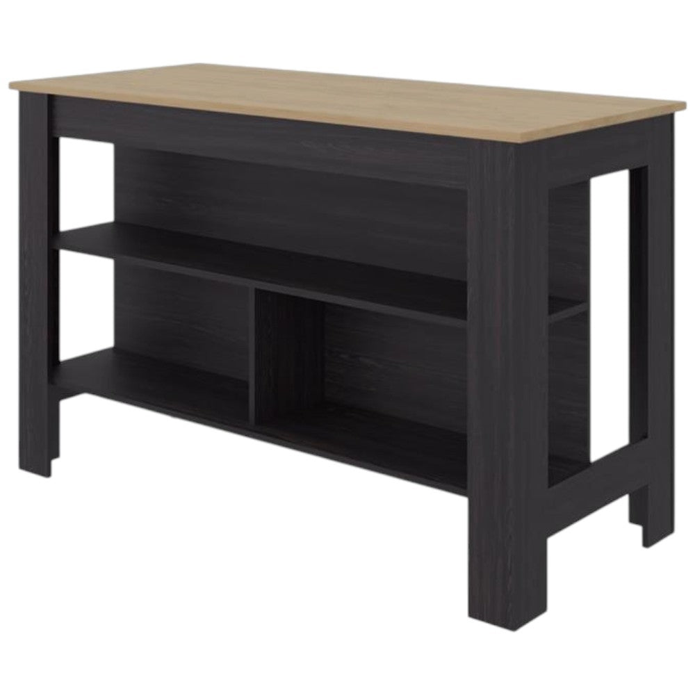 Kitchen Island with Three Open Shelves and Versatile Storage Space