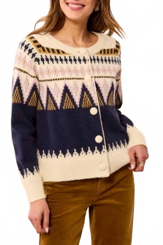 Alpine Lodge Fair Isle Cardigan In Sapphire