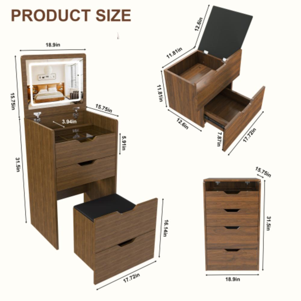 Compact Makeup Vanity with Hidden Storage Compartments