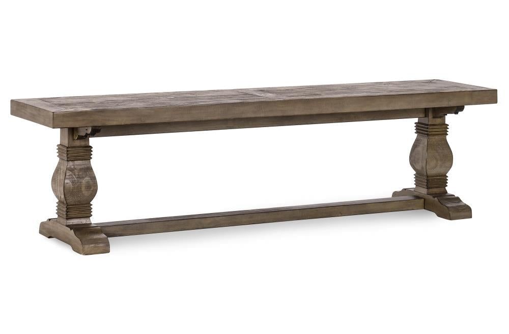 Farmhouse Wooden Bench with Pedestal Base