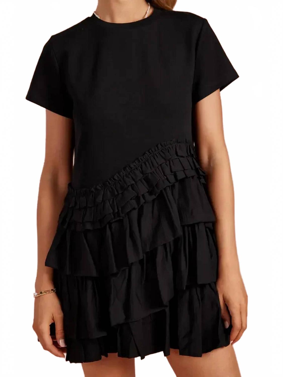Ruffle Asymmetric Dress In Black