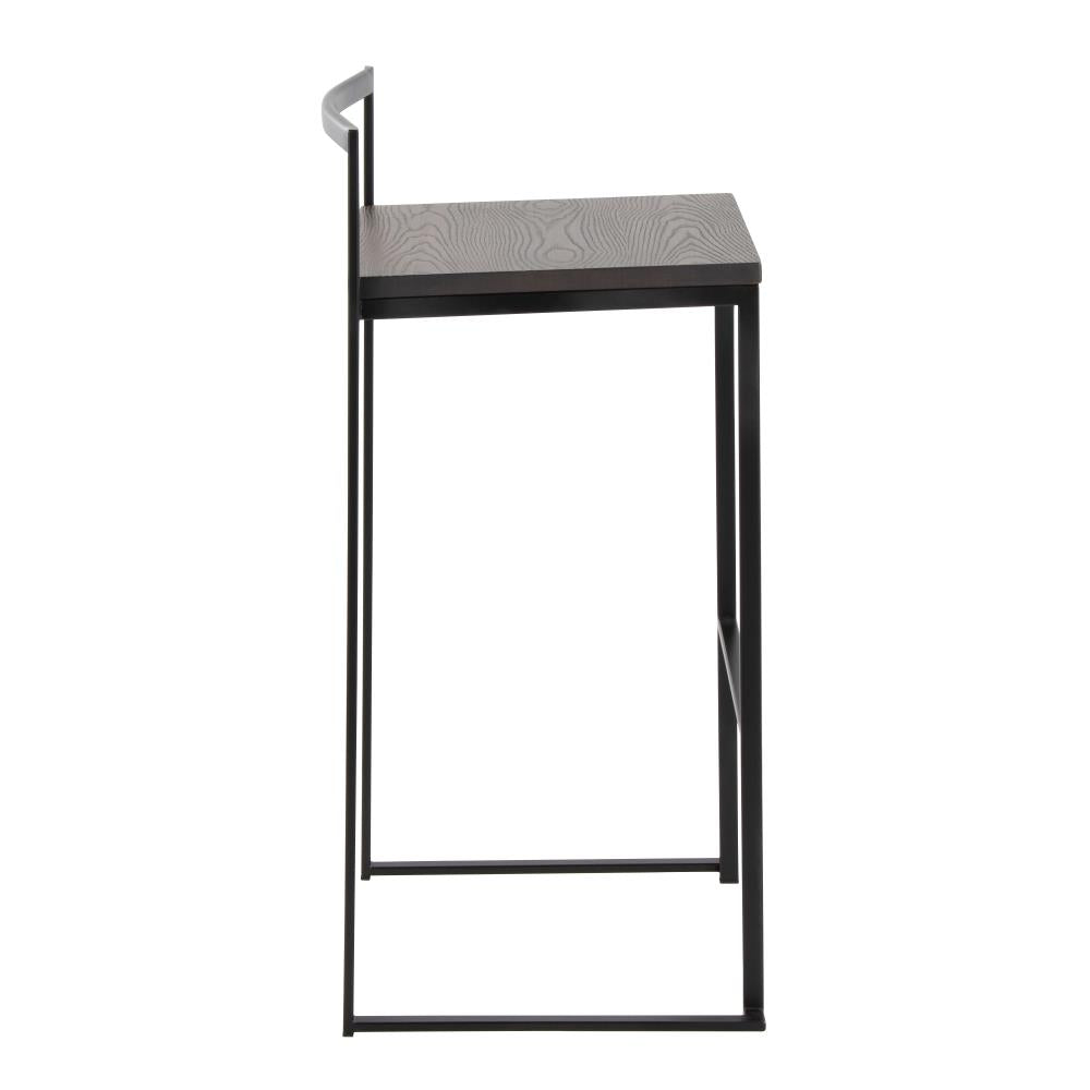 Space-Efficient Barstools with Pressed Bamboo Seats and Metal Construction