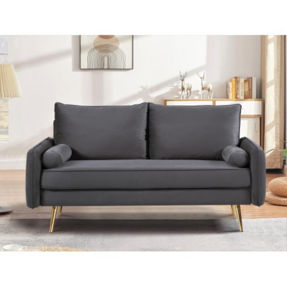 Stylish Upholstered Loveseat with Plush Velvet Seating and Sleek Metal Legs
