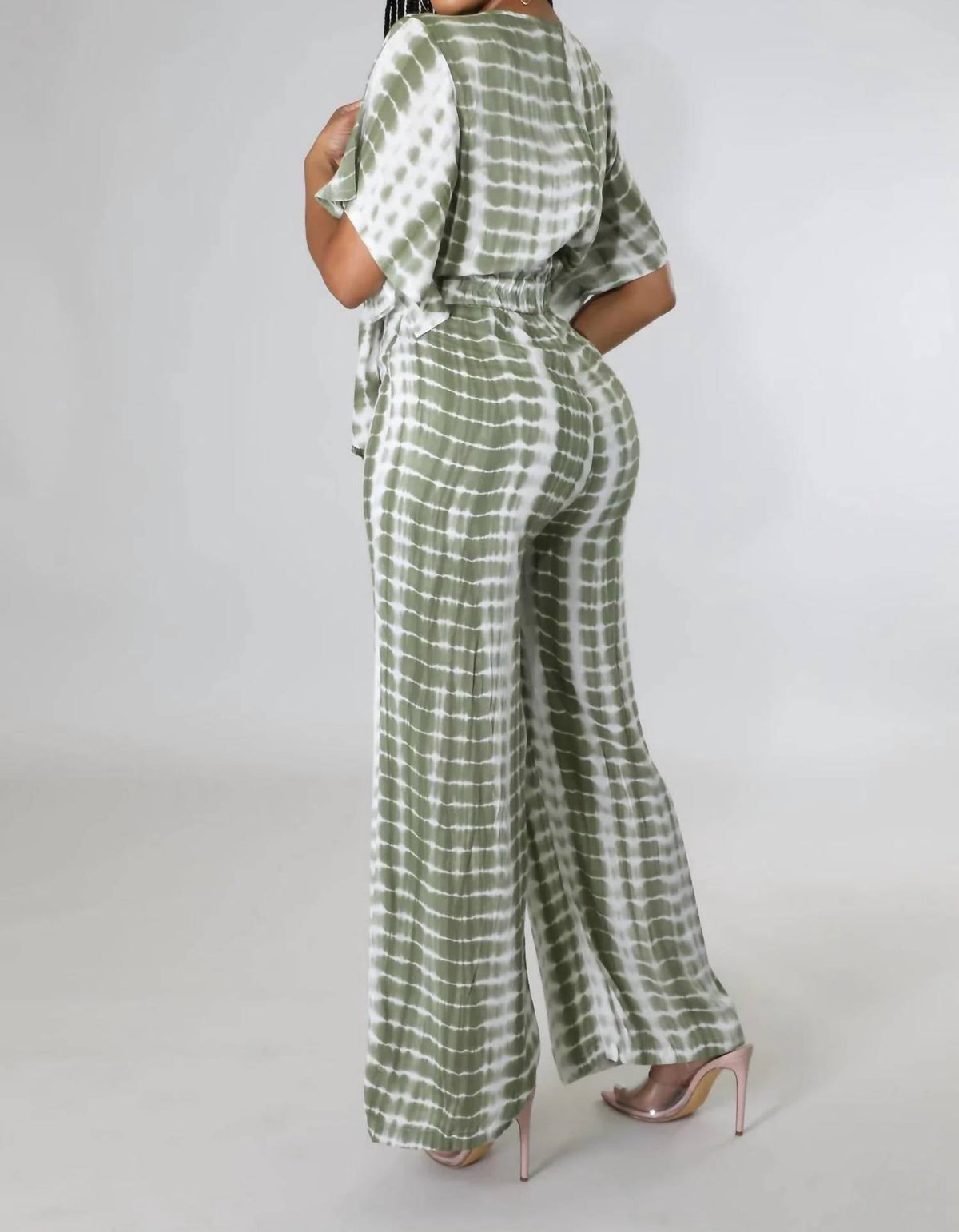 Blurred Lines Tie Dye Jumpsuit In Olive