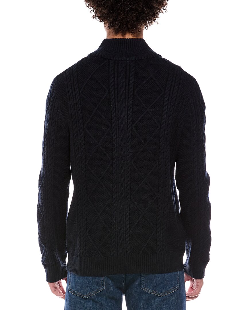 Jason Wu Quarter Zip Diamond Cable Knit Mock Neck Sweater