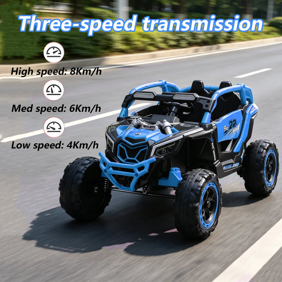 Powerful Kids Ride-On UTV with Four-Wheel Suspension and Three Speed Settings