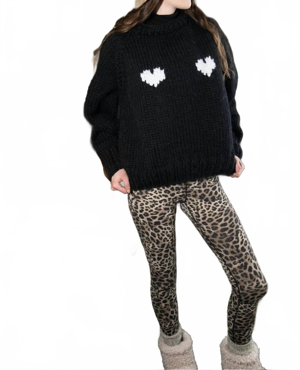 2 Hearts Slouchy Pullover In Jet Snow