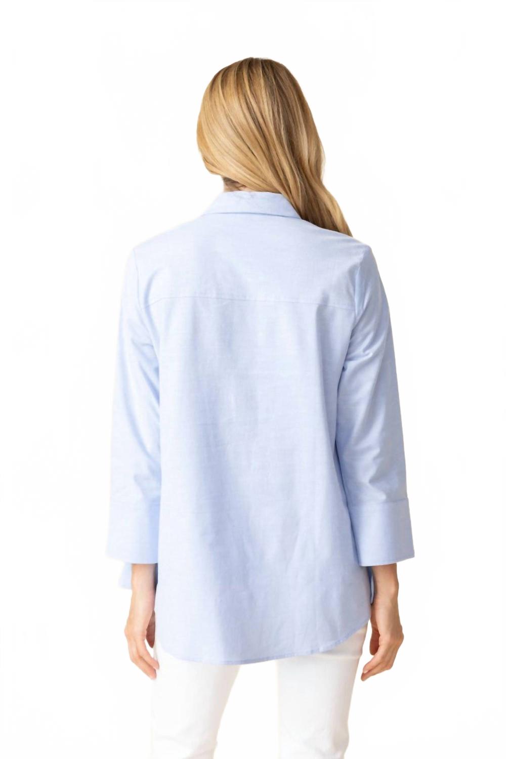 One Hidden Placket Shirt In Oxford Blue
