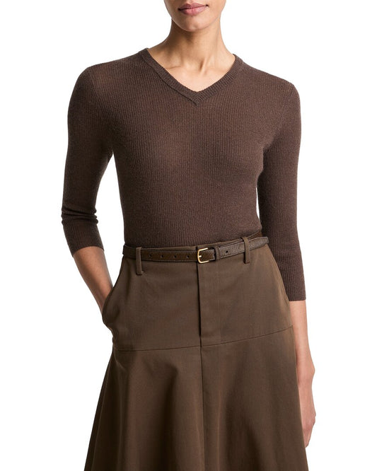 Vince Solid High V-Neck Cashmere & Silk-Blend Sweater