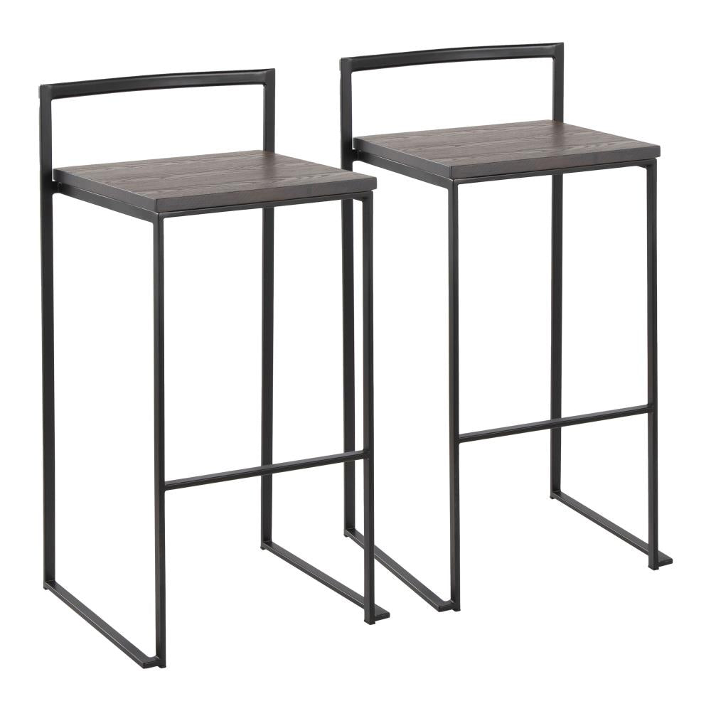 Space-Efficient Barstools with Pressed Bamboo Seats and Metal Construction