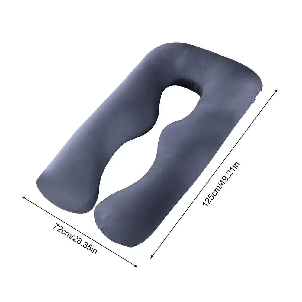 Maternity Support Pillow 130×70 cm - Pregnancy and Breastfeeding Nursing Cushion, Suede - Grey