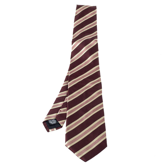 Boss By Hugo Boss Burgundy Striped Silk Tie