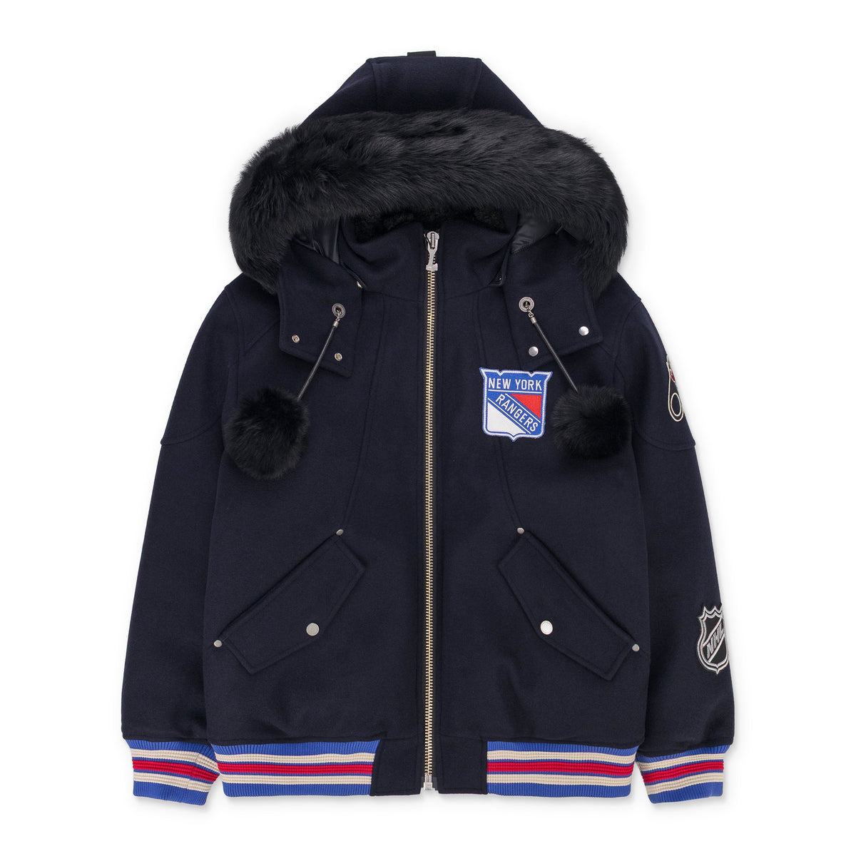 NHL x Moose Knuckles Navy Rangers Bomber Jacket