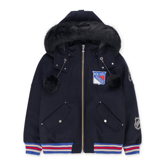 NHL x Moose Knuckles Navy Rangers Bomber Jacket