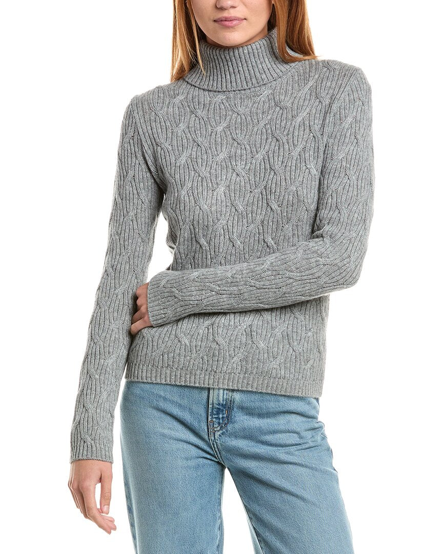 sofiacashmere Rib Cable Turtleneck Wool & Cashmere-Blend Sweater