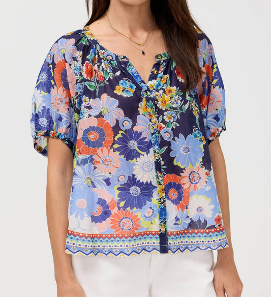 Avah Button Down Shirt In Tiana Scarf