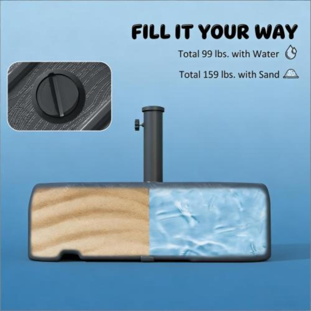 Fillable Outdoor Umbrella Stand with 158 lb Sand Capacity