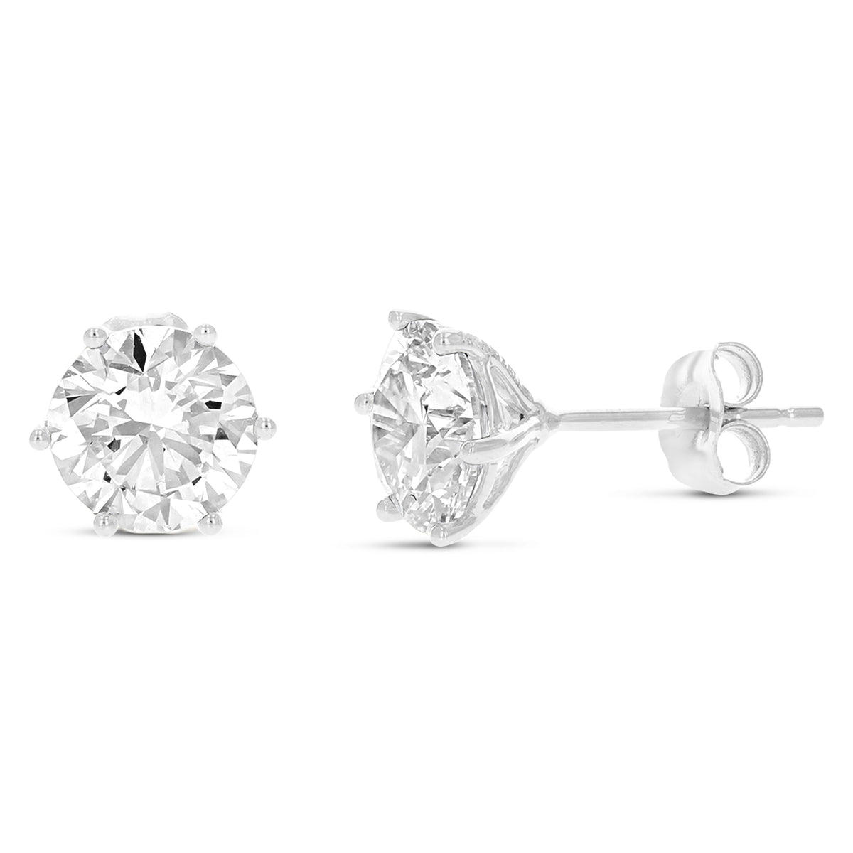 4 cttw Lab Grown Diamond Stud Earrings in 14K Gold With Push Backs For Women