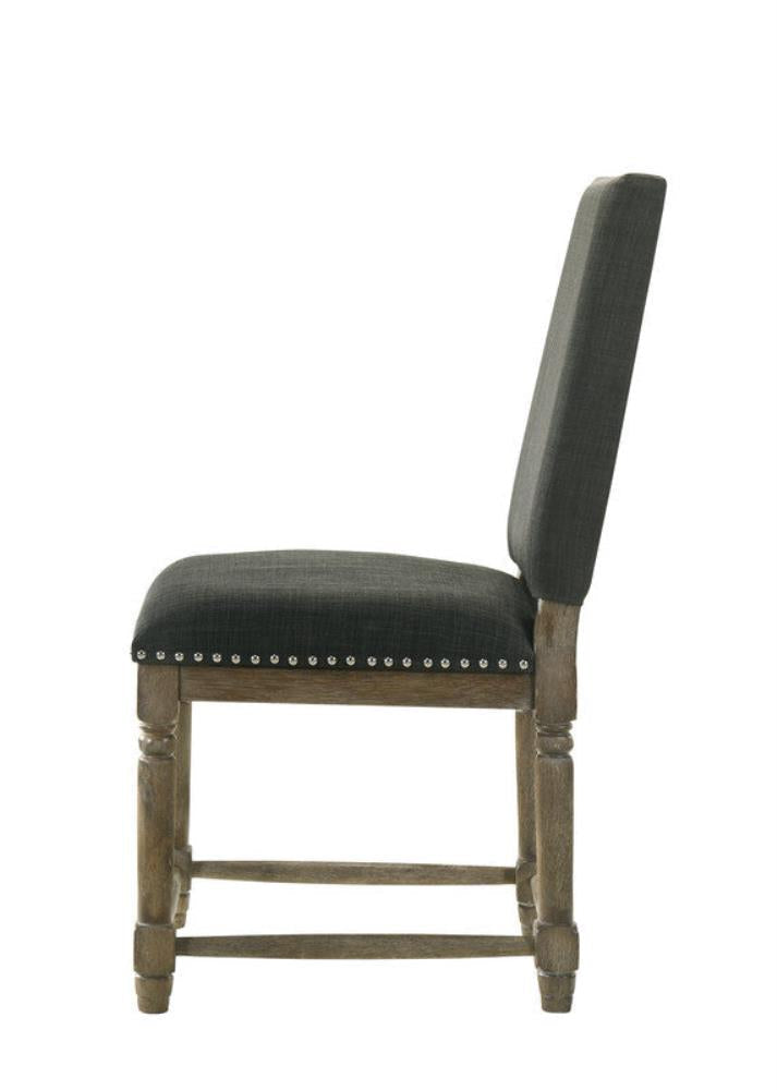 Set of 2 Upholstered Dining Chairs with Decorative Nailhead Trim