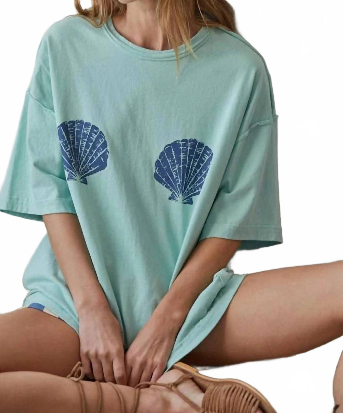 Knit Seashell Tee In Mint