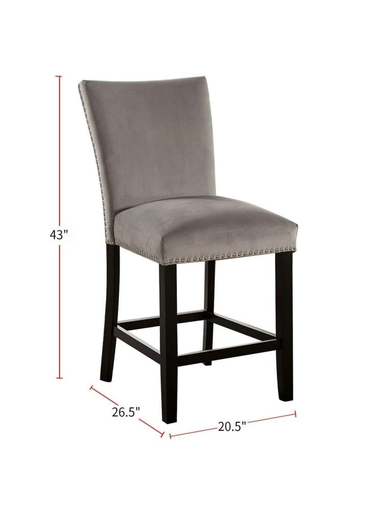 Set of 2 Counter Height Chairs with Nailhead Accents