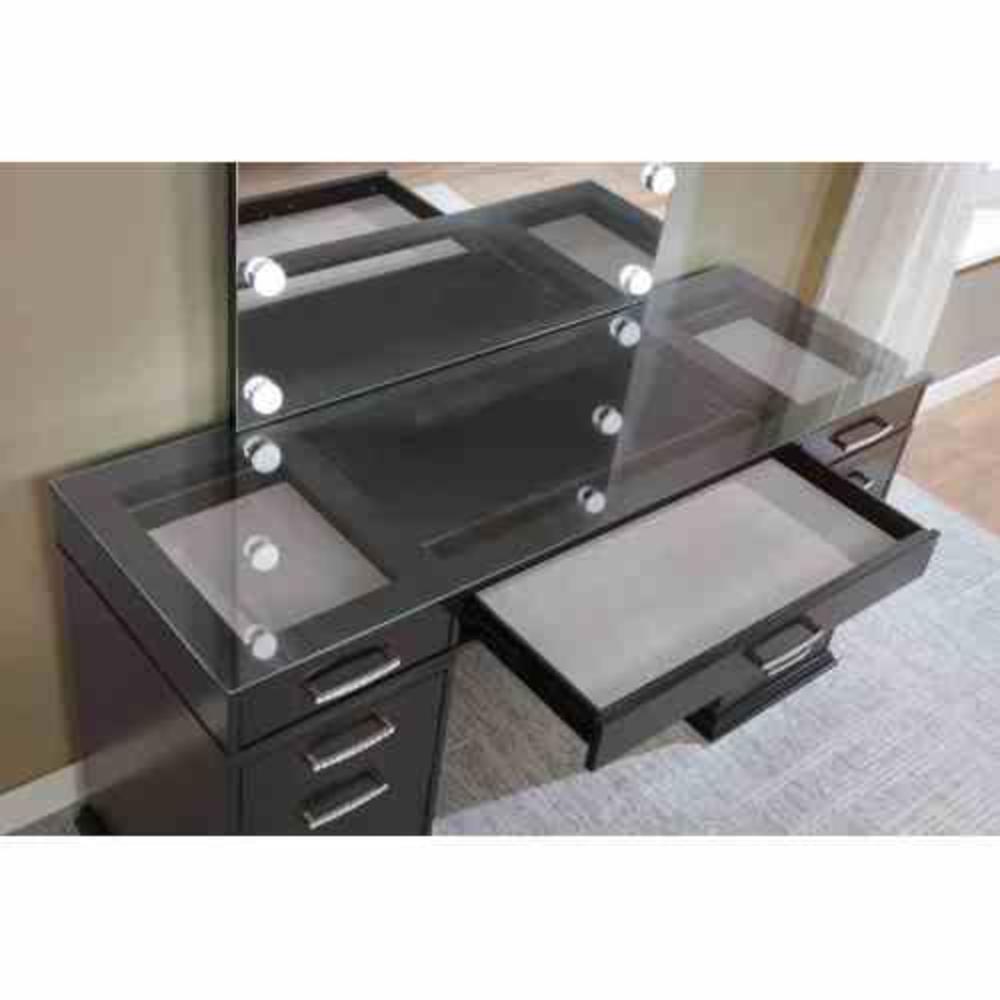 Dressing Table with Glass Top and Storage Drawers