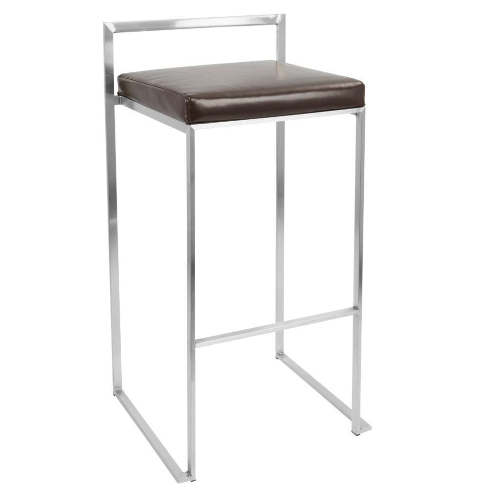 Contemporary Faux Leather Stackable Barstools Set of 2