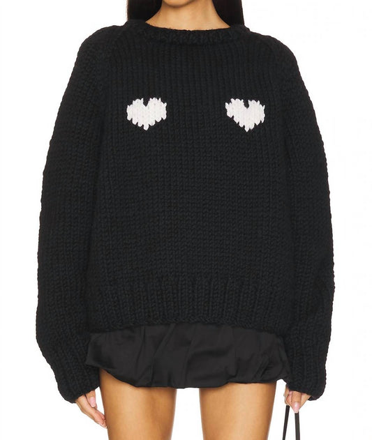 2 Hearts Slouchy Pullover In Jet Snow