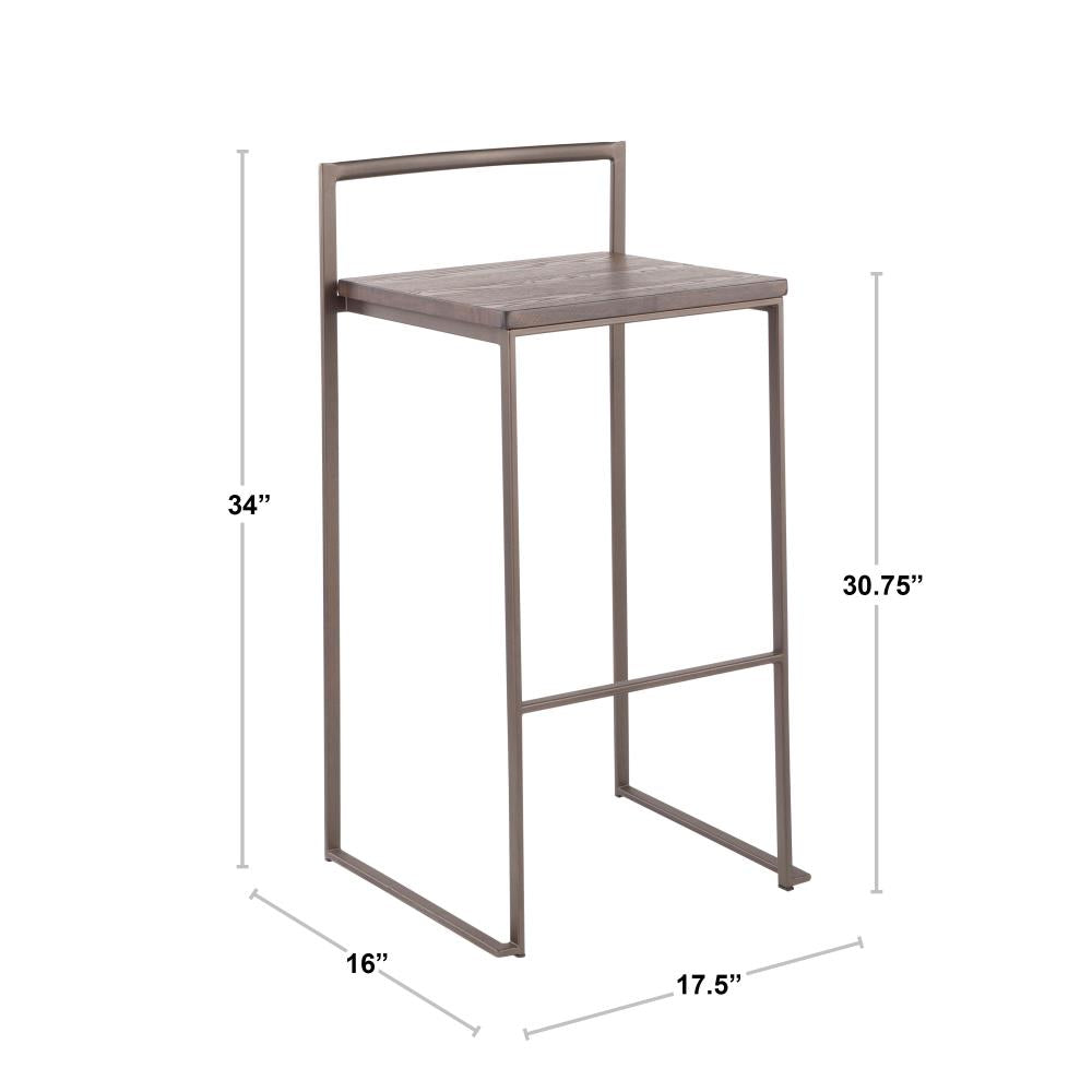 Space-Efficient Barstools with Pressed Bamboo Seats and Metal Construction