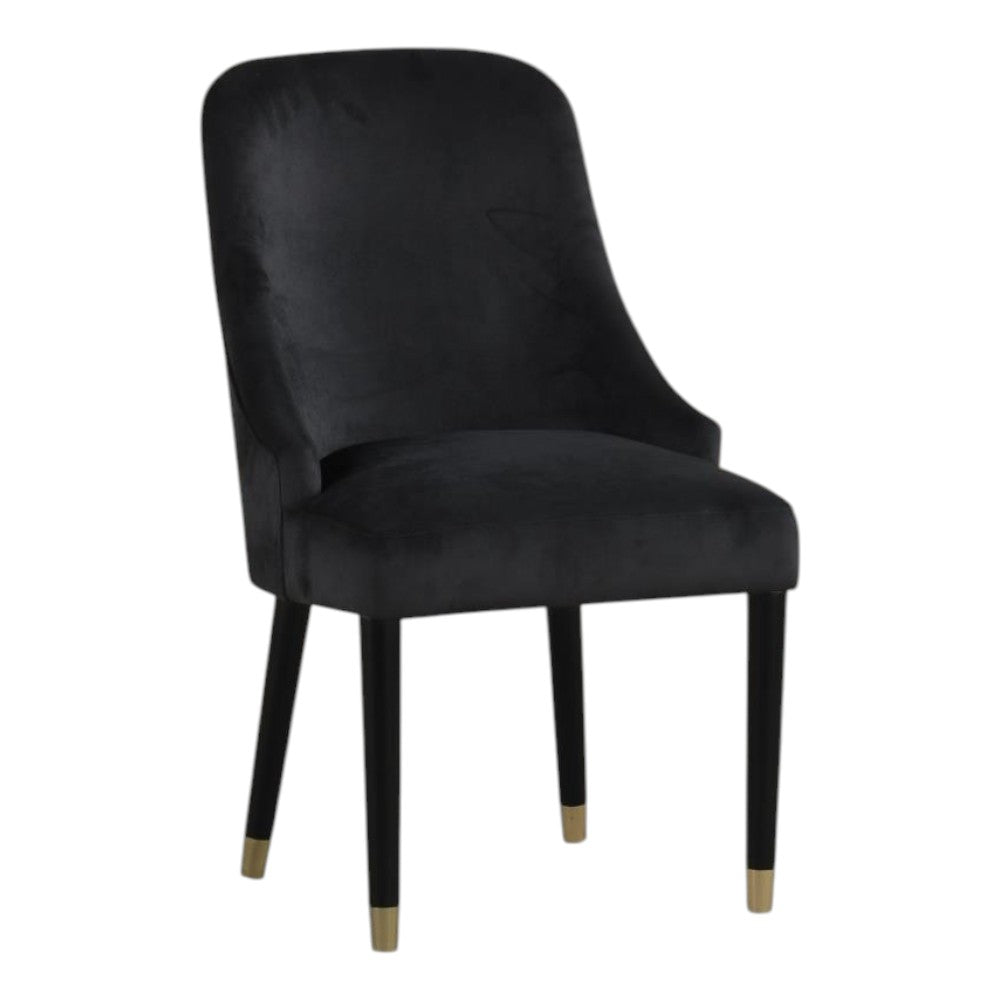Set of 2 Solid Wood Dining Chairs with Velvet Seating