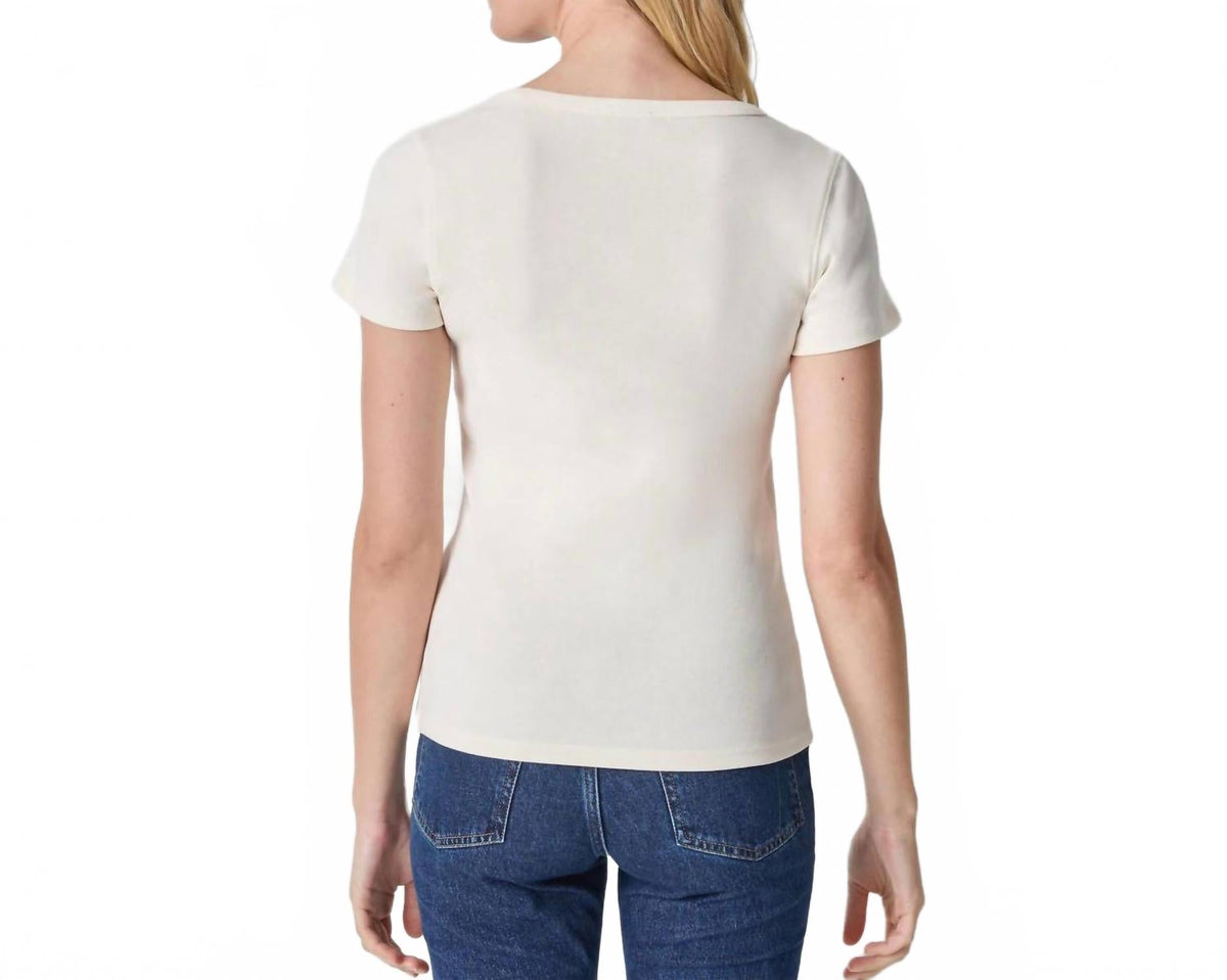 Short Sleeve V-Neck Top In Rope