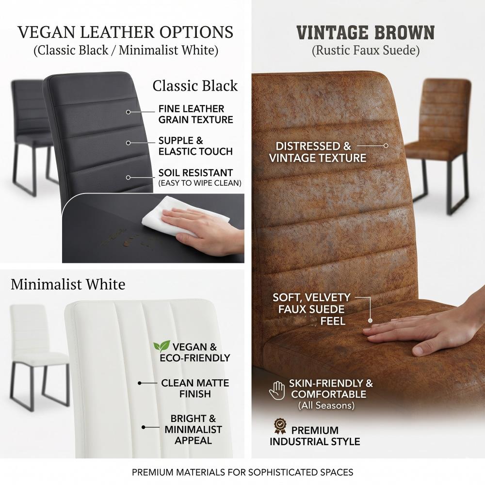 Four-Piece Heavy-Duty Upholstered Chair Set with Iron Frames