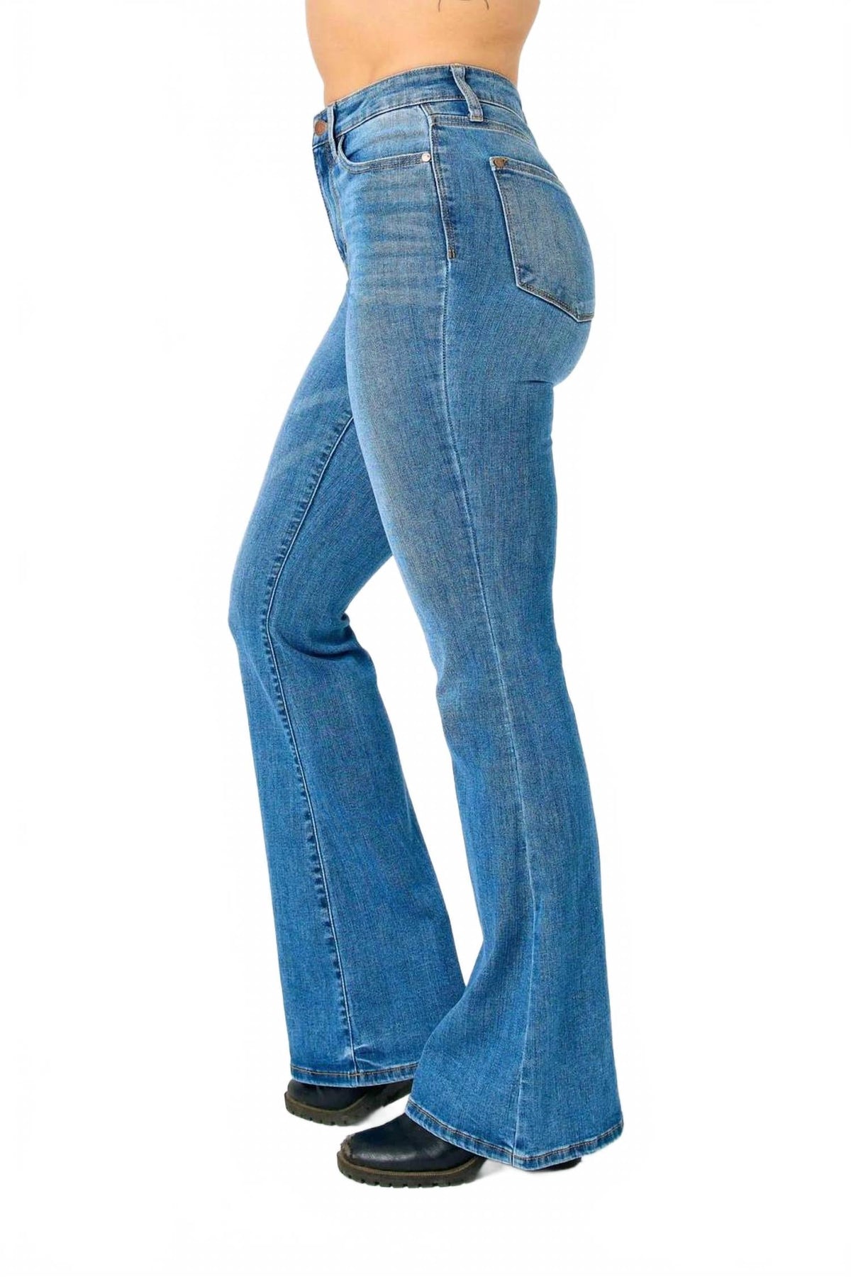 High Waist Classic Flare Jean In Blue