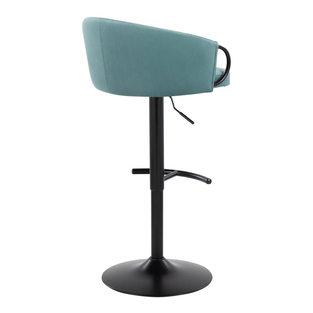 Contemporary Adjustable Velvet Barstools Set of 2