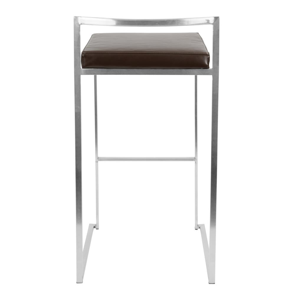 Contemporary Faux Leather Stackable Barstools Set of 2
