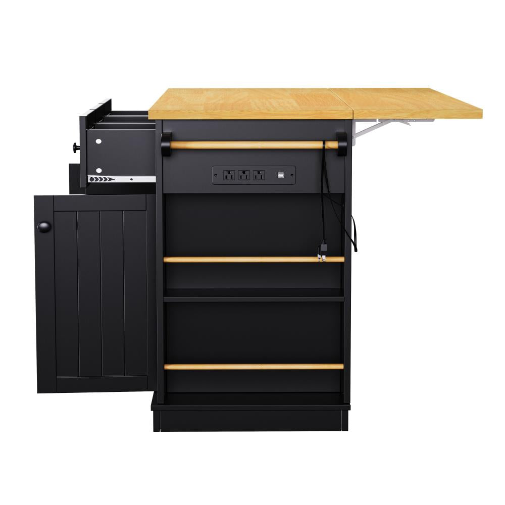Rolling Kitchen Workstation with Internal Cabinet Storage