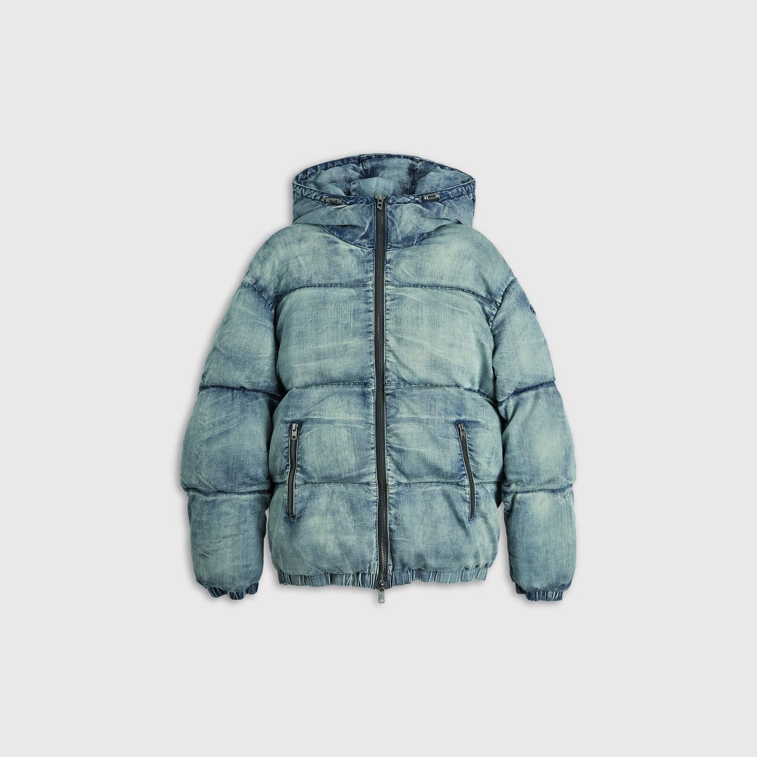 Puffer jacket in stretch denim