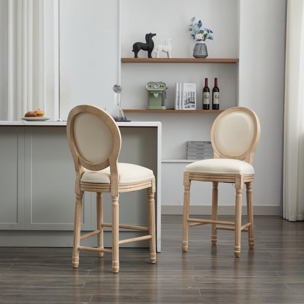 Classic Wooden Bar Chairs with Cushioned Seats