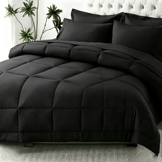 Black 2-Piece Bedding Comforter Set – Twin – Soft Microfiber -Comforter *1+Pillowcase*1