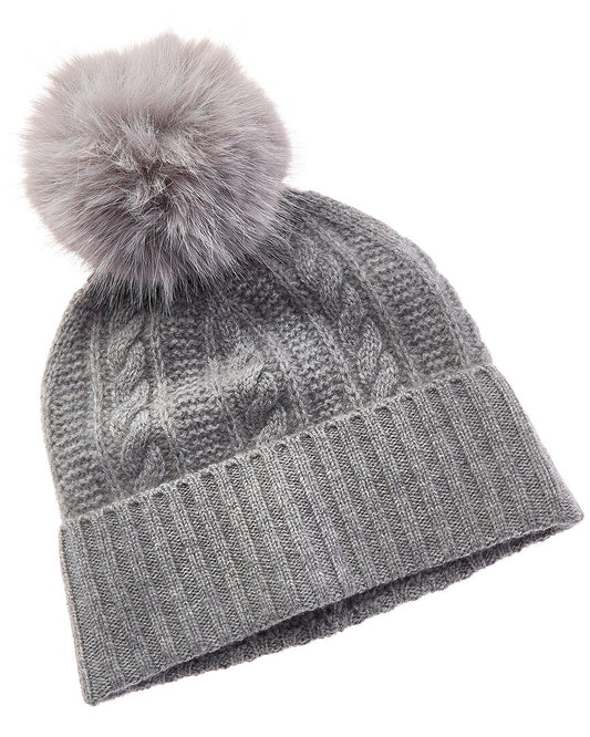 Amicale Cashmere Cable Cuffed Cashmere Hat