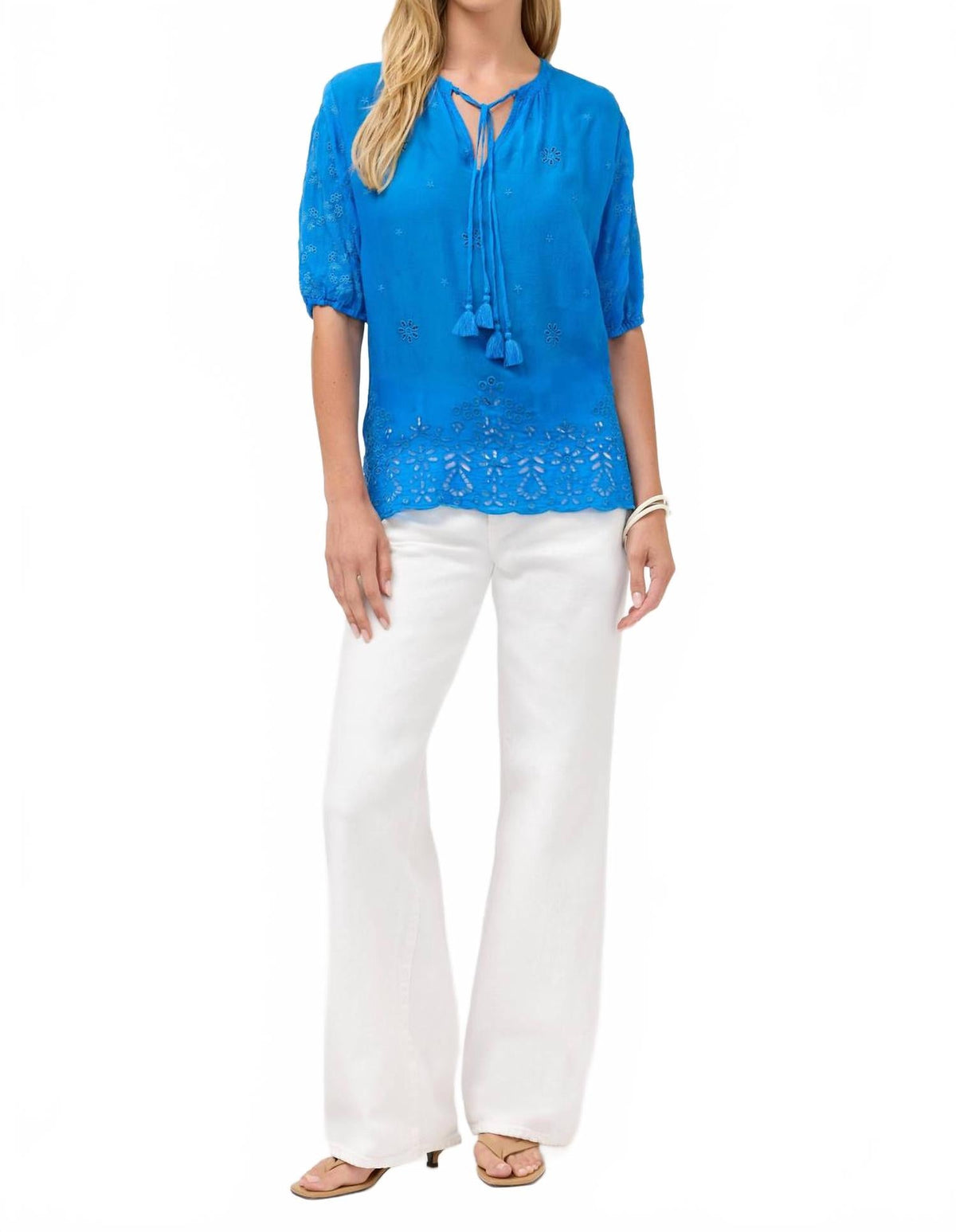 Margot Short Sleeve Blouse In Brilliant Blue