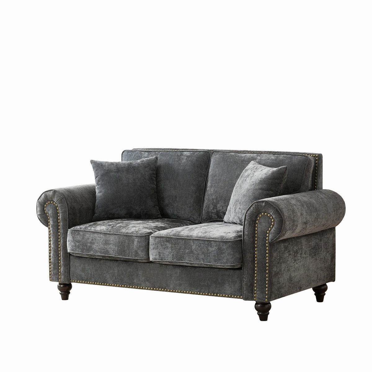Contemporary Chenille Sofa with Tufted Back